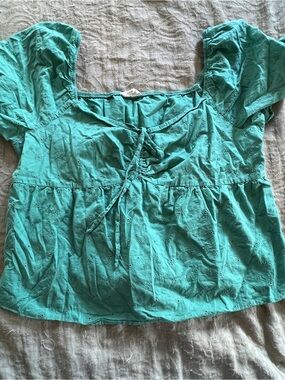 Women’s Embroidered Babydoll Peasant Floral Blouse Size XXL Breathable Cotton